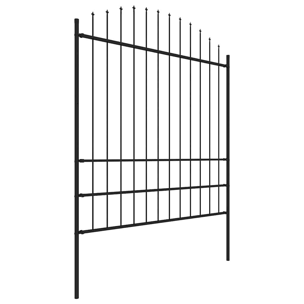Ogrodzenie ogrodowe z grotem włóczni, stalowe, 1070 x 200 cm, czarne, wytrzymały panel ogrodowy, bezpieczne obramowanie działki, trwały metal