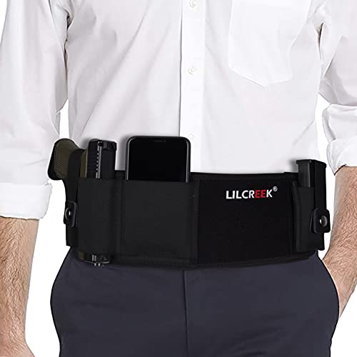 Lilcreek Belly Band Holsters for Concealed Carry,Left and Right GM Waist Holster for G, Ruger, M&P Shield, Sig Sauer, Kahr, Beretta, 1911, etc.