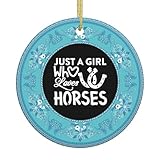 Christmas Ornament, Just A Girl Who Loves Horses Christmas Ornaments, Ceramic Pendant, Xmas Tree Hanging Decoration, Holiday Decorations, Family Ornaments 2025, Gifts