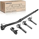 A-Premium Set of 5, Inner & Outer or At Pitman Arm Tie Rod End, Tie Rod Adjusting Sleeve, Compatible with Jeep Wrangler 1997-2006, TJ 1997-2006, 4WD Only