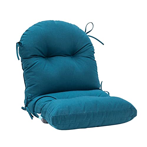 Image of QILLOWAY Tufted Outdoor Chair Cushion Set of 4, Waterproof 43x20x4 Inch Non Slip Replacement Pad for Wicker Lounge Patio Furniture, Peacock Blue