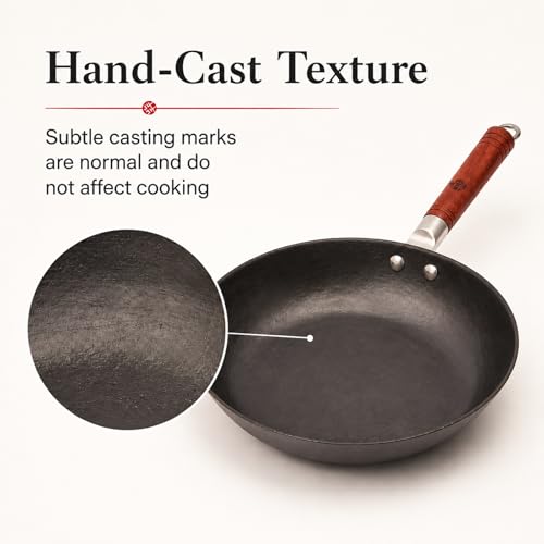 Image of WANGYUANJI 10.2-Inch Cast Iron Skillet with Glass Lid, Uncoated Frying Pan with Flat Bottom for Induction, Gas & Electric Stovetops, Small Egg Pan for Breakfast, Steak & Sauteing