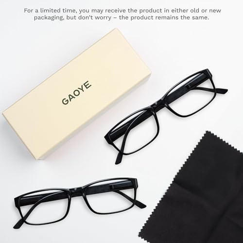 Image of Gaoye +1.75 2-Pack of Reading Glasses - Blue-Light Filter, UV Protection - Readers with Rectangle Frames