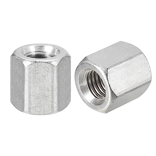uxcell M12 x 1.75-Pitch 20mm Length Coupling Nuts, 4pcs 304 Stainless Steel Metric Hex Rod Coupling Nuts