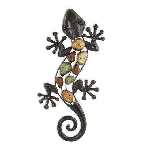 Veasion Décoration murale lézard en métal 46 cm