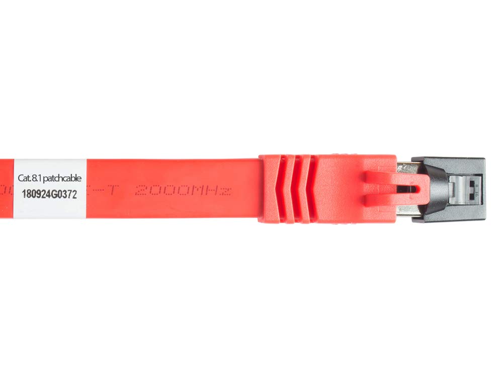 Good Connections Premium Cat. 8.1 - Cable de red plano (15 m, U/FTP, 40 GBit/s, 2000 MHz, cobre conductor, libre de halógenos, LSZH, cable LAN compatible con CAT. 7, 6A, 6, 5e), color rojo