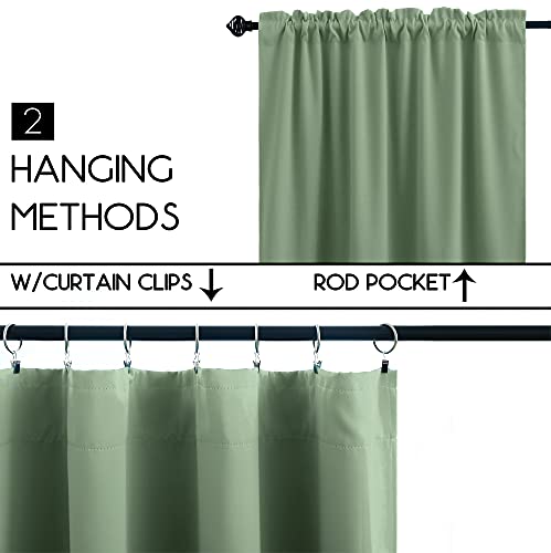 Image of KOUFALL Bathroom Curtains Window, Short Blackout Boho Curtain for Bedroom, Wide 34 x Long 24 Inch, Sage Green