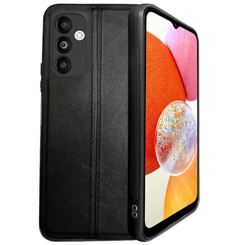 Image of A rtistque Premium Thread Leather Back Cover Case for Samsung Galaxy A14 5G | Drop Protection | Smooth Grip | Raised Camera Edges - Black