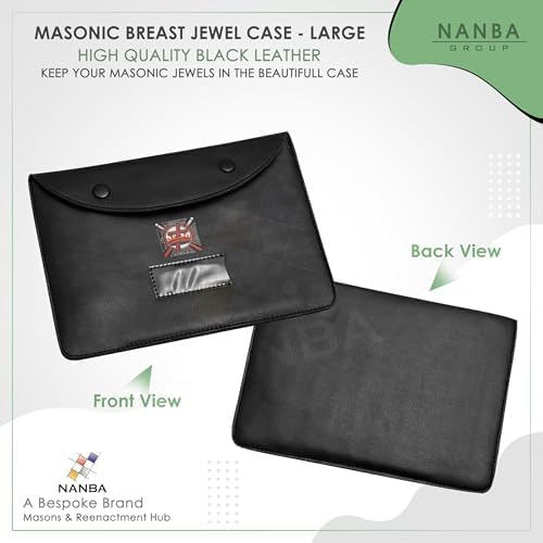 MASONS & REENACTMENT HUB Premium Masonic Regalia Pocket Jewel Holder Case – Leather Carry Wallet with Soft Lining for Freemason Lodge Jewels, Pins & Badges