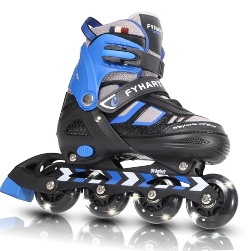 Patines en Línea para Niños/Jóvenes y Adultos, 4 tamaños Ajustables| Patines 4 Ruedas Niña para Niños para Uso en Interiores y Exteriores (Azul, M (34-37 EU))