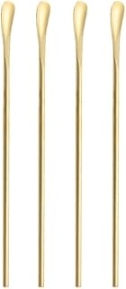 Set of 4 Gold Matte Long Handle Spoon Cocktail Mixing Stirring Spoons Iced Tea Coffee Spoons with 22cm Long Handle Brushed Stainless Steel, 4-Piece