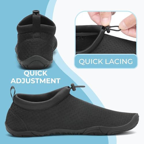 Mishansha Unisex Badeschuhe Atmungsaktiv Mesh Wasserschuhe Sommer Schnell Trocknend Aquaschuhe, Massiv Schwarz 46