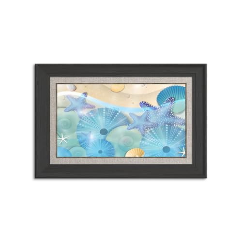 インテリア用アートパネル - 北欧風ハワイアンデザイン|海のバカンススタイル|ヤシの木と熱帯魚の組み合わせ|インテリアアートパネル|木枠付きの完成品 (50x70cm(20x28in),B)