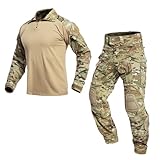 VOTAGOO GEAR G3 Combat Uniform Set for Men Tactical Camouflage Clothing Hunting Paintball Suit with Knee & Elbow Pads (Multicam, Medium)