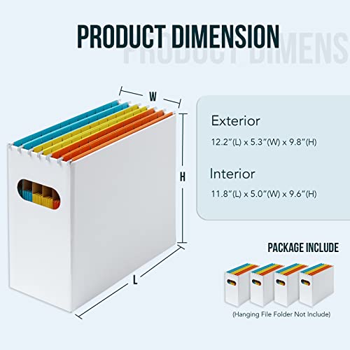 Y Yoma 4 Pack Hanging File Organizer Box Cardboard Storage Box For Letter Size Hanging File Folder Collapsible Filing Boxes Portable Desktop Folder Organizer For Home Office School Documents, White #TOP3