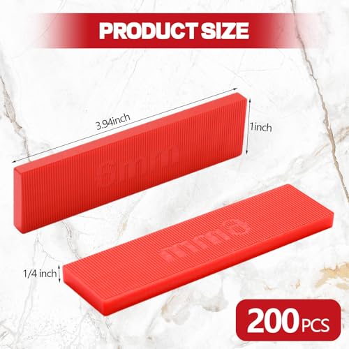 Image of Geelin 200 Pcs 1 /4 Inch Plastic Shims Flat Structural Tile Plastic Shim for Leveling 3 /64 1 /8 1 /4 Inch Home Improvement Level Door Toilet Shim Windows Indoor Outdoor Use(red)