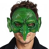 VZQI Green Goblin Mask Halloween Witch Mask Masquerade Scary Zombie Half Face Cosplay Costume