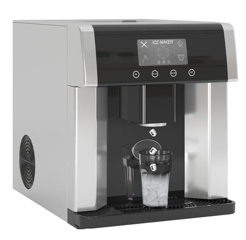 TABU 2-in-1 Bottleless Water Cooler with Ice Maker, Water Dispenser with 33lbs/Day Ice Maker, Self-Cleaning Ice Machine with Ice Scoop, 3 Size Bullet Cube, Ideal for Home, Office, RV, Party