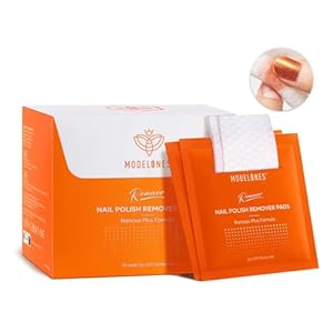 Modelones Nail Polish Remover Pads, Acetone Nail Polish Remover Wipes 50 PCS Professional Individually Wrapped Wet Wipes Easily & Quickly Lemon Smell Glycerin Moisturizing Big Size Portable