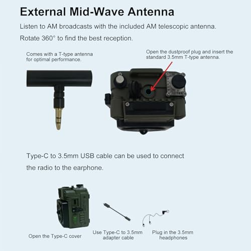 Radio portátil de onda corta Docooler con alarma SOS miniatura 7