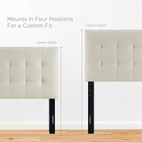 Image of Modway Lily Tufted Linen Fabric Upholstered Twin Headboard in Ivory