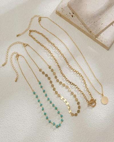 Layered Western Necklaces for Women Western Boho Country Necklaces Trendy Gold Layered Neck-laces Turquoise Beaded Choker Country Concert Jewelry Cowgirl Outfits Accessories4