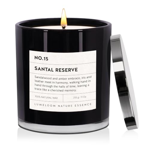 LUMELOOM Santal Reserve Scented Candle 9oz Soy Wax...