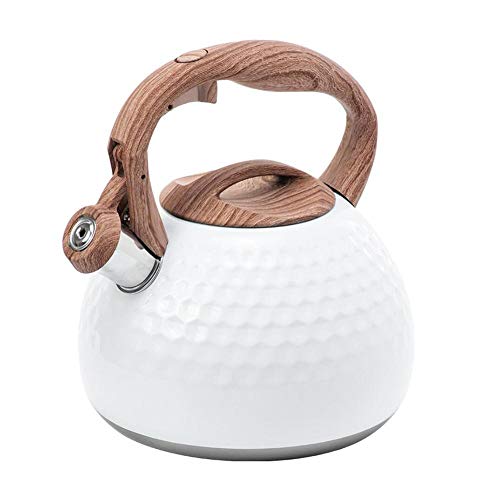 Teekessel Mit Flöte Wasserkessel Aus Rostfreiem Edelstahl Mit Holzgriff Design-Pfeifkessel Flötenkessel Geeignet Für Induktionsherd, Elektroherd,