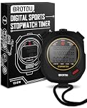 BROTOU Professional Digital Sports Stopwatch - 10 Laps/Splits Timer with Clock, Countdown, Calendar & Alarm, Multi-Function Handheld Stopwatch for Fitness Training, Coaches, Referees