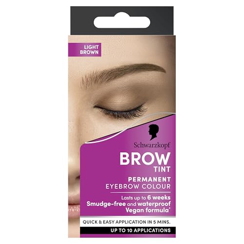 Schwarzkopf Brow Tint Light Brown Permanent Eyebrow Colour for up to 10 Applications Lasts up to 6 Weeks and Covers Grey Hairs Waterproof & Smudge-proof Vegan Formula 10 ml