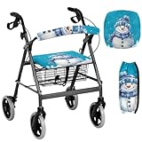 Cugasmaru Walker Seat Covers for Ladies Christmas Snowman Accessories for Rollator Walkers Washable Lightweight Rollator Walker Seat and Backrest Covers Xmas Decor