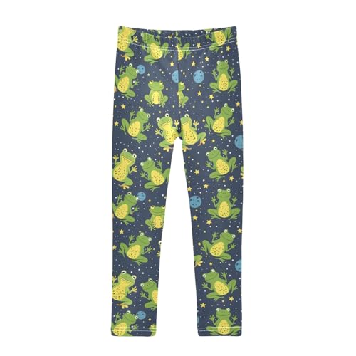Green Frogs Bubbles Girls Leggings Athletic Pants Tights Stretch Bottom