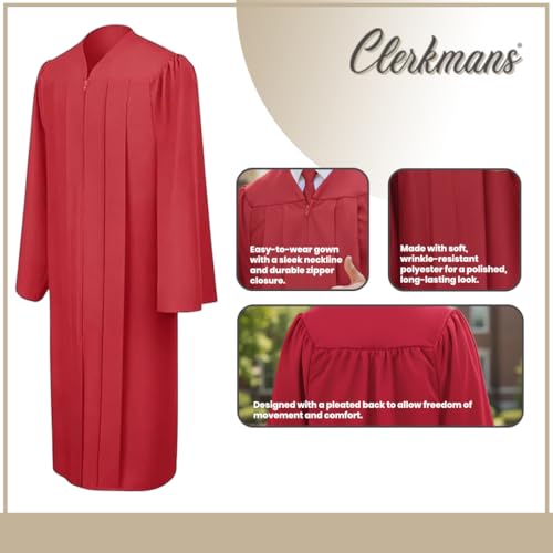 Image of CLERKMANS Unisex Adult Matte Graduation Gown, Choir Robe