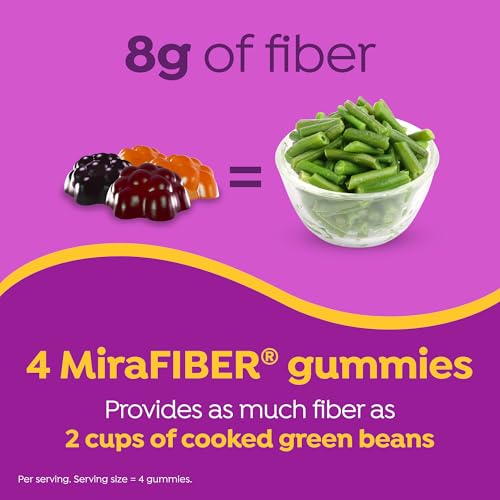 MiraFIBER Gummies, from The Makers of MiraLAX, Vegan Formula, 8g Per Serving, Gut Health for Men & Women, Prebiotic Fiber Gummies for Adults, Mixed Fruit Flavor 72Ct - image 8