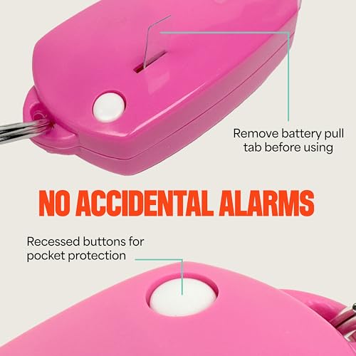 Image of Mace Brand 130dB Personal Alarm Key Chain with Bag Clip, Backup Whistle, and Hidden Off Button for Self Defense, Pink