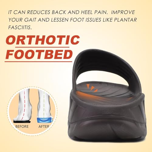 Image of KuaiLu Mens Orthotic Recovery Sandals Arch Support Slides Plantar Fasciitis