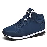 Stivali Scarponi da Neve Uomo Invernali Pelliccia Stivaletti Pelle Impermeabile Boots High Top Sneaker Scarpe Caldo(Blu,42 EU,26CM dal Tallone alla Punta