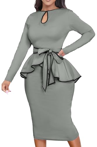 Image of Women's Bodycon Vintage Dresses Elegant Peplum Dresses for Women Business Work Office