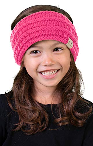 Kid's Winter Headband: Ribbed Knit - Candy Pink #TOP14