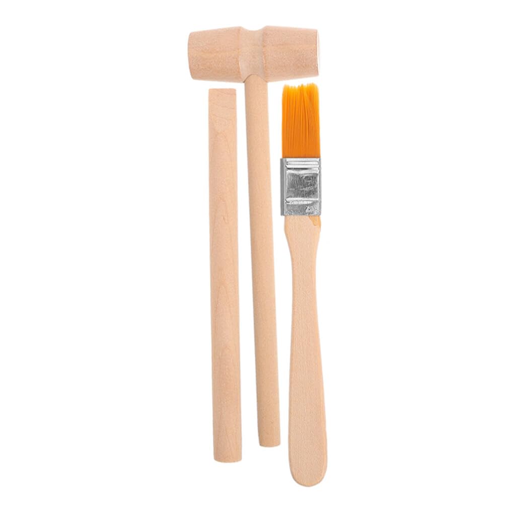 Vaguelly 1Set Boy Girl Excavation Tool Kit Wooden Digging Hammer Brush Educational Excavation Toys for Toddlers Gemstone Digging Kit for Learning Outdoor Fun - Image 2