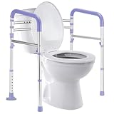 Lianjindun Toilet Safety Rails, Adjustable Toilet Frame for Elderly, Seniors, Handicap & Disabled, Foldable Handicap Toilet Handles Fit Any Toilets（Purple）