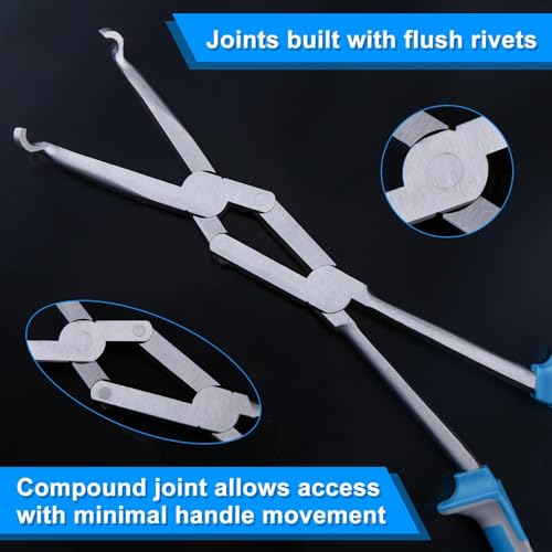 SPEEDWOX 13-Inch Long Reach Double Joint Ring Nose Pliers - XL Pivot Hose Grip Pliers for Narrow Spaces, Blue, 13" - Image 3