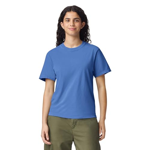 Comfort Colors Adult Short Sleeve Tee, Style G1717, Flo Blue (1-pack), Large