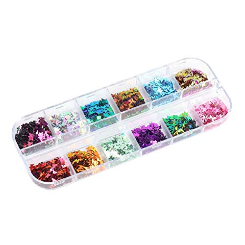 Ofanyia Butterfly Nail Glitter Sequins Nail Decoration Chameleon Glitter Sequins Holographic Flakes Nail Art DIY Nail Decals