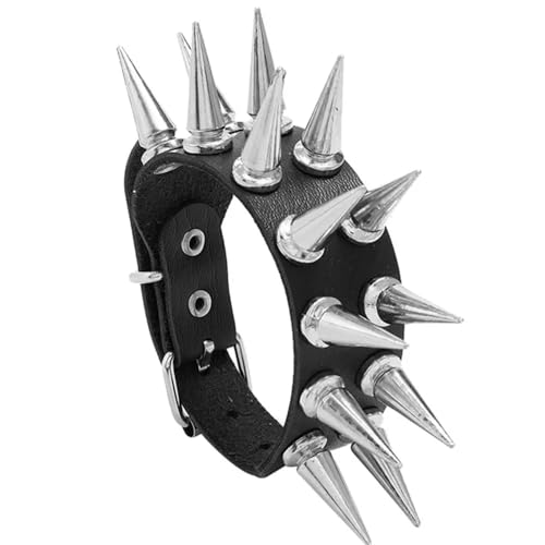 Bracelet gothique pointe punk noir clouté manchette rock underground pour homme et femme