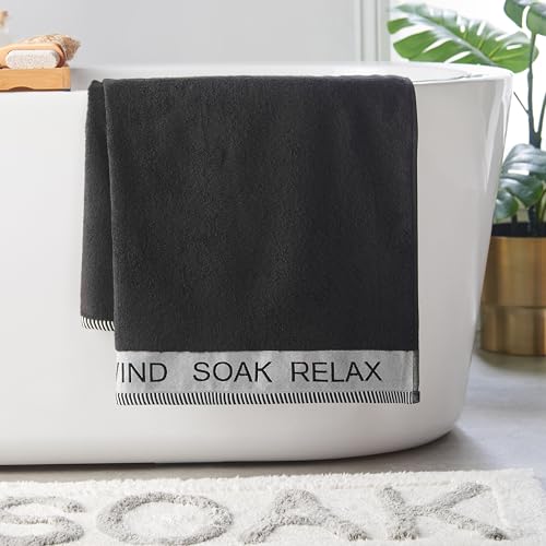 Catherine Lansfield Relax And Unwind 50x85cm Hand Towel Black