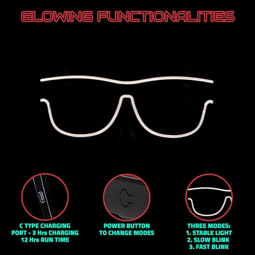 Image of Hookaba LED Jam Shade Party Glasses | Unisex Wireless Light-Up for DJ Night, Live Concerts, Halloween, Birthdays | Neon Specs for Boys, Girls, Kids | Dynamic Colors for Carnival & Clubbing
