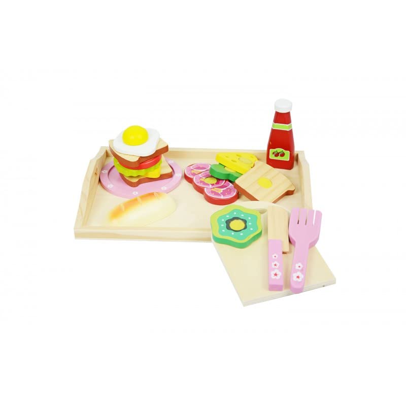 Kinderküche Zubehör Holz Frühstücksset 28,5 x 20,5 cm - Zubehör Kinderküche Küchenzubehör Kinder - Spielküche Zubehör…