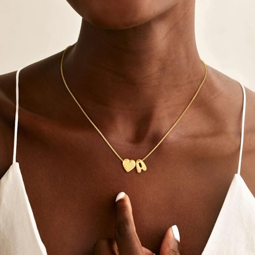 Easter Basket Stuffers Gifts for Kids Teen Girls Women - 14K Gold Plated Dainty Heart A-Z Initial Letter Necklace Teen Girls Gifts Trendy Stuff Birthday Gift for 5 6 7 8 9 10 Year Old Girl - image 2