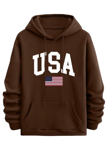 Image of TagasMen's Hoodie with USA Print Fleece, Kangaroo Pocket and Drawstring Detail || Sweatshirt for Mens || Men Hoodies || hoodis||(MH-8015)